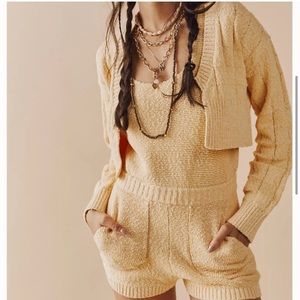 Free People FP Beach Sunset Gold Declan Sweater Knit Romper XL